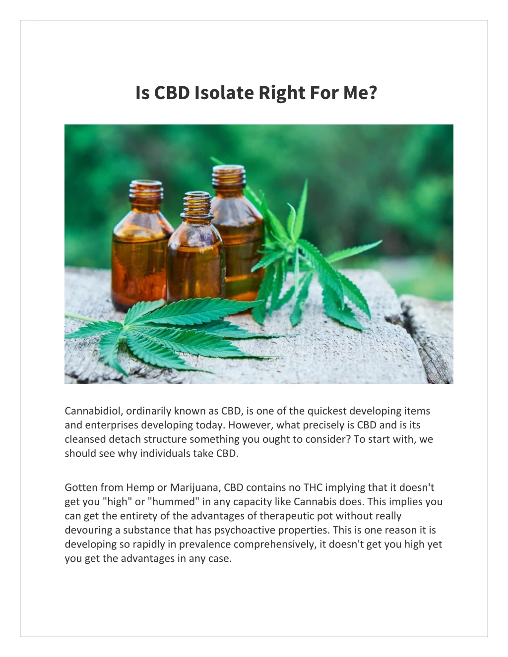 is cbd isolate right for me
