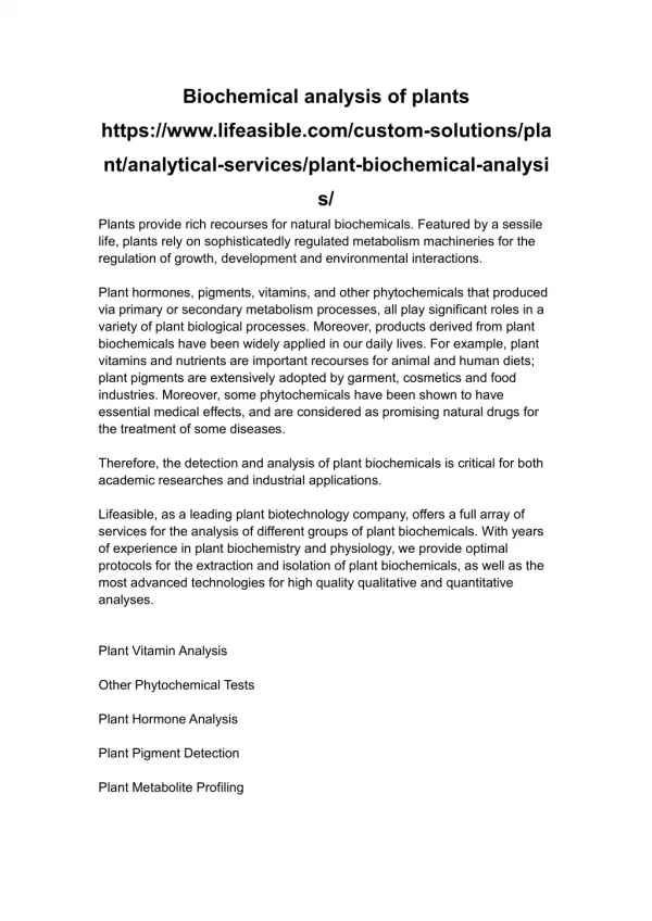 biochemical analysis of plants