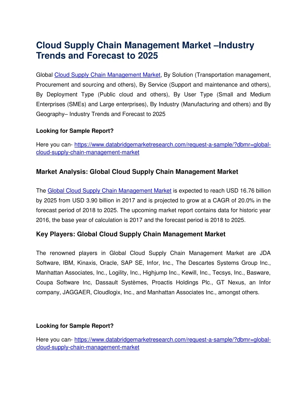 cloud supply chain management market industry