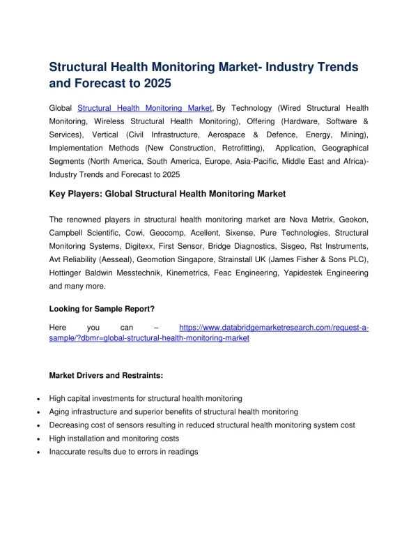 Global structural health monitoring market