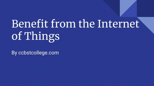 benefit from the internet of things