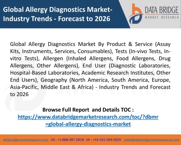 Global Allergy Diagnostics Market- Industry Trends - Forecast to 2026
