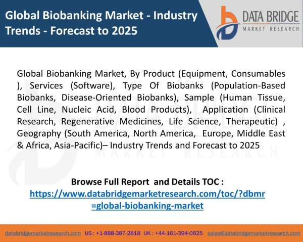 Global Biobanking Market - Industry Trends - Forecast to 2025