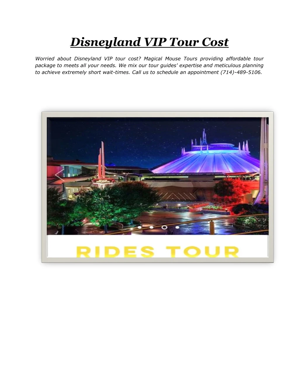 PPT Disneyland VIP Tour Cost PowerPoint Presentation, free download