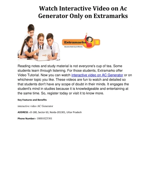 watch interactive video on ac generator only