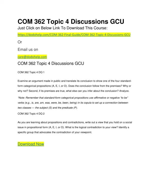 COM 362 Topic 4 Discussions GCU