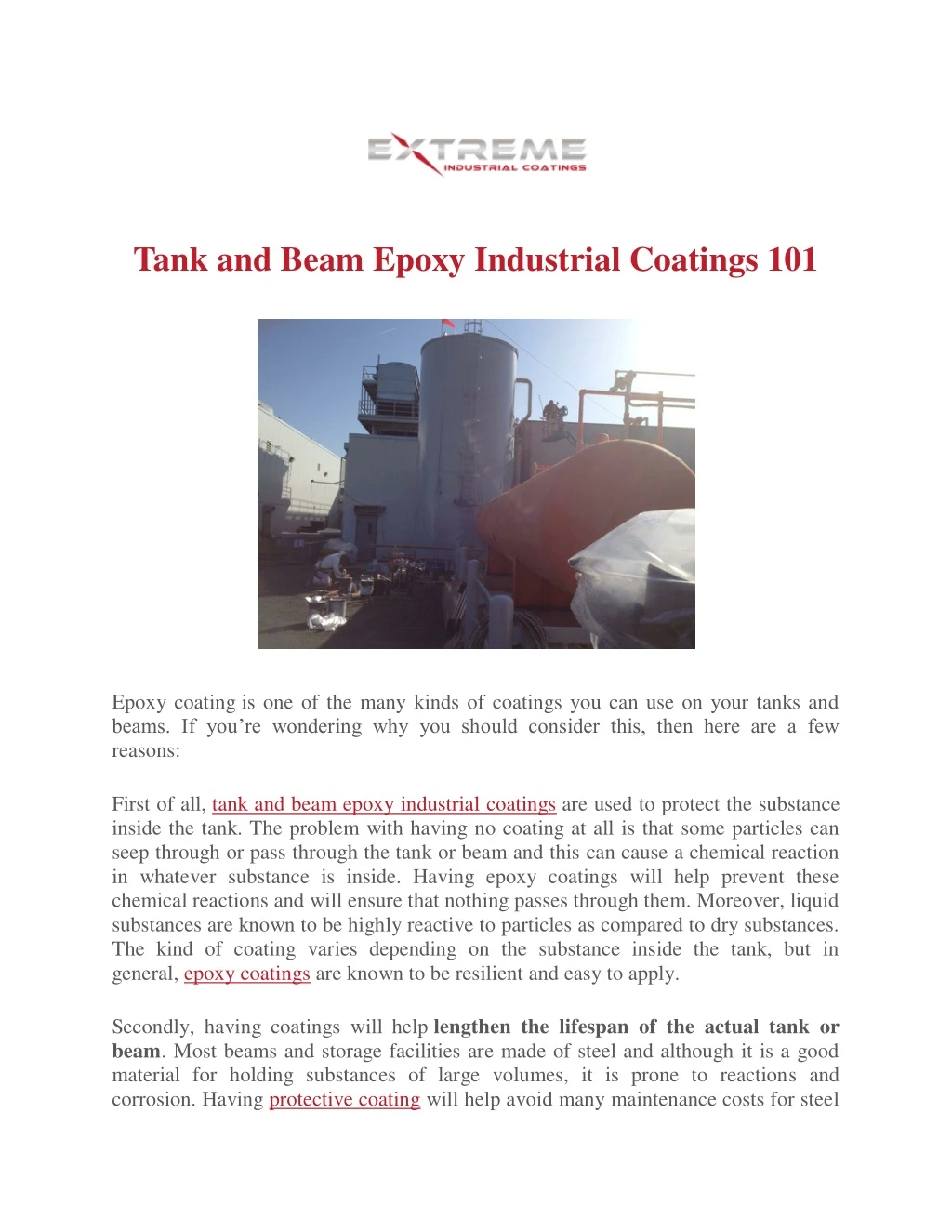 tank and beam epoxy industrial coatings 101