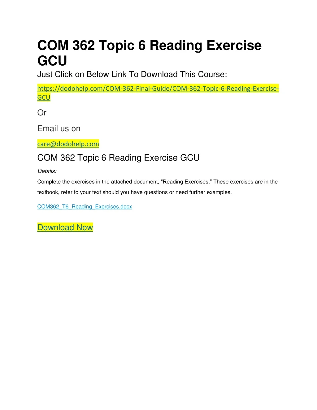 com 362 topic 6 reading exercise gcu just click