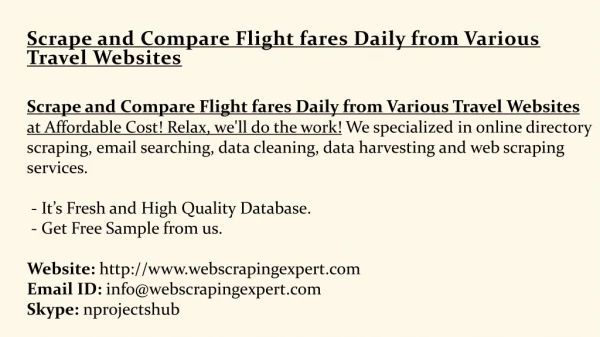 scrape and compare flight fares daily from various travel websites
