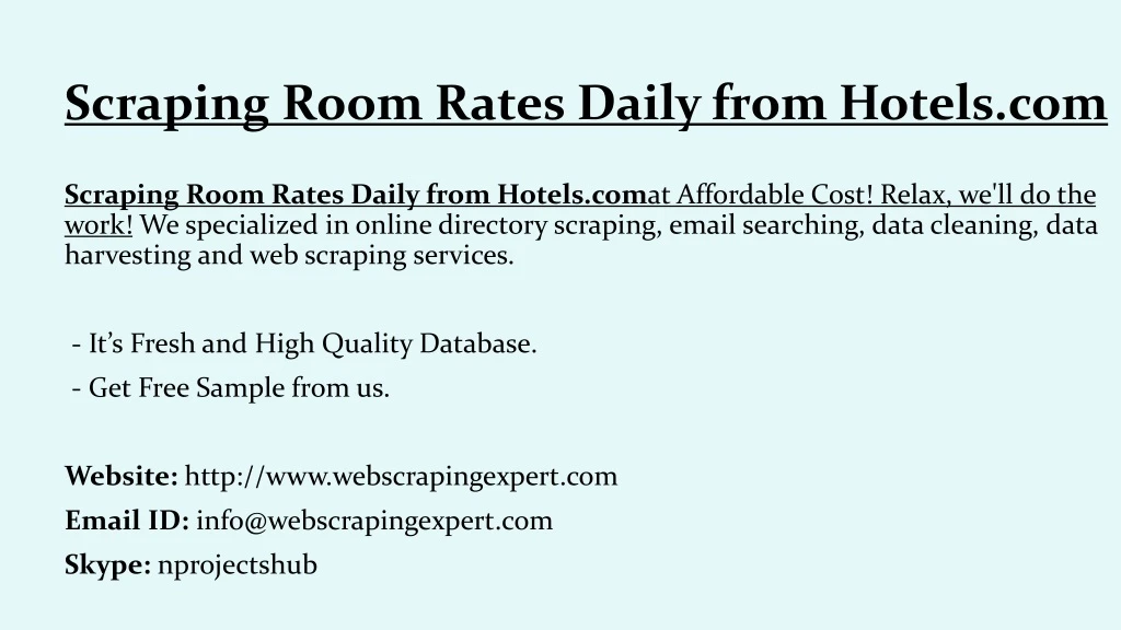 scraping room rates daily from hotels com