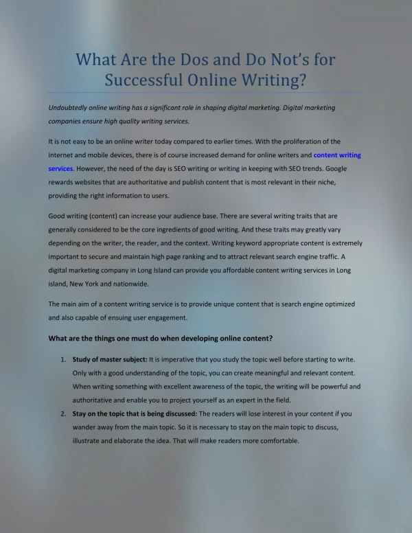 what are the dos and do not s for successful