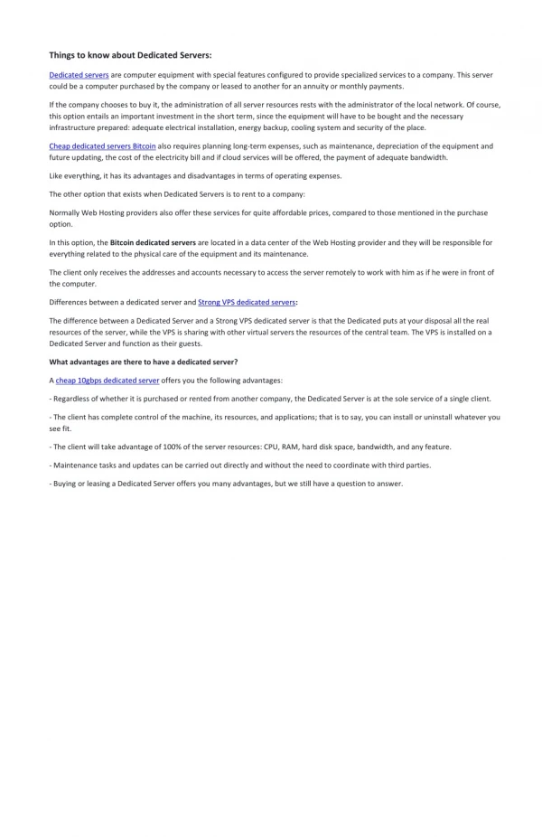 things to know about dedicated servers