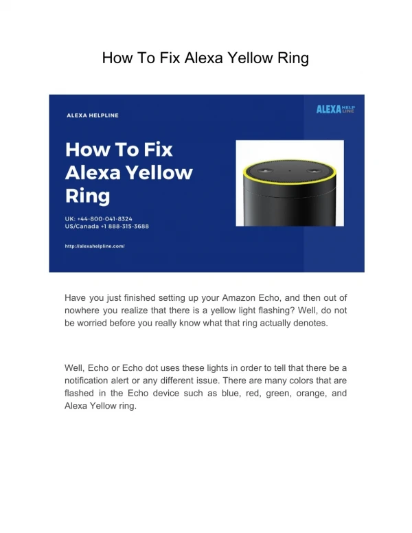 How To Fix Alexa Yellow Ring | Alexa Helpline