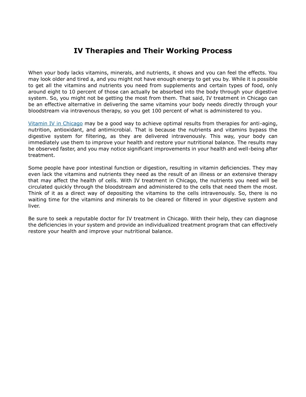 iv therapies and their working process
