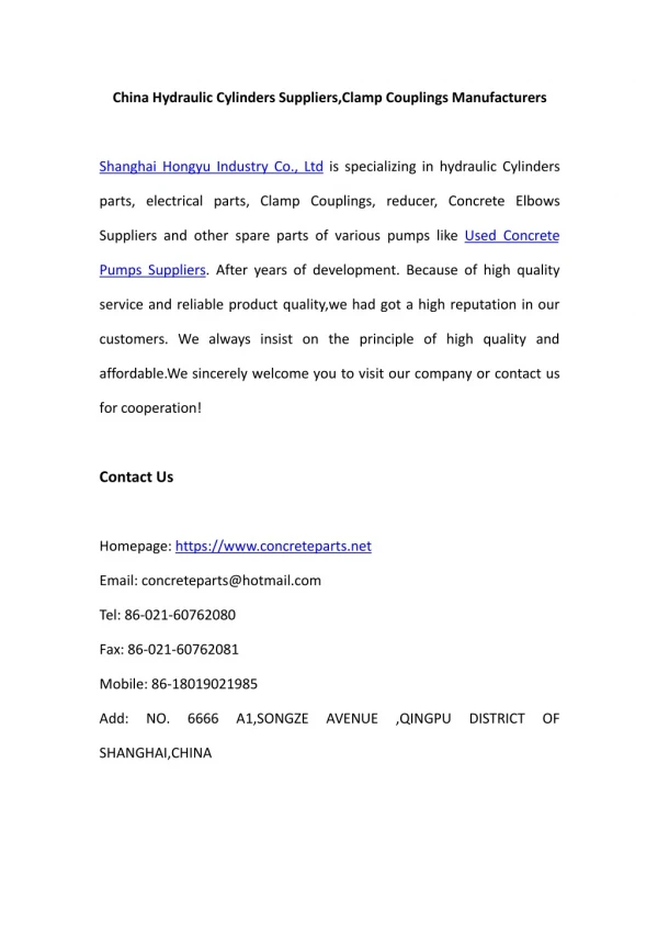 china hydraulic cylinders suppliers clamp