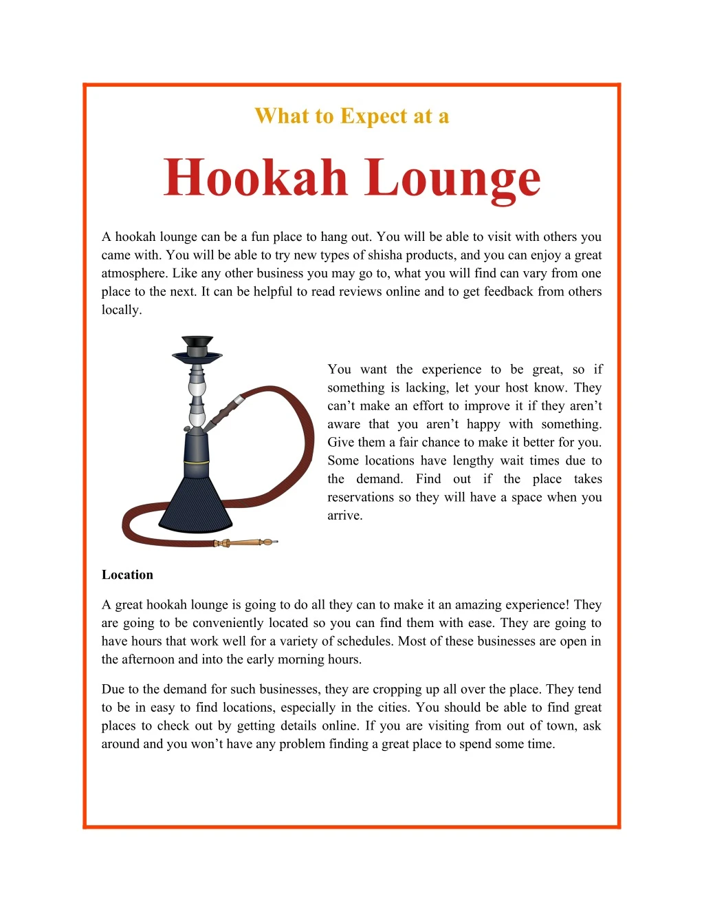 what to expect at a hookah lounge