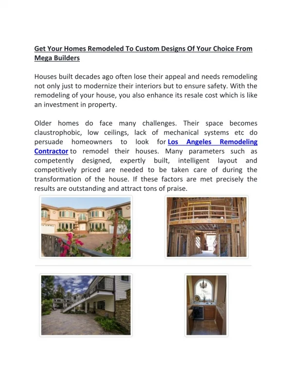 get your homes remodeled to custom designs