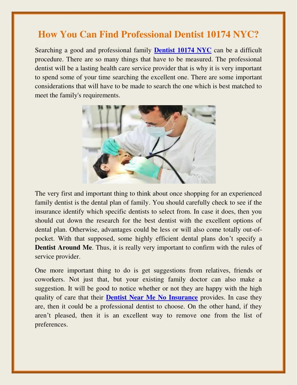 how you can find professional dentist 10174 nyc