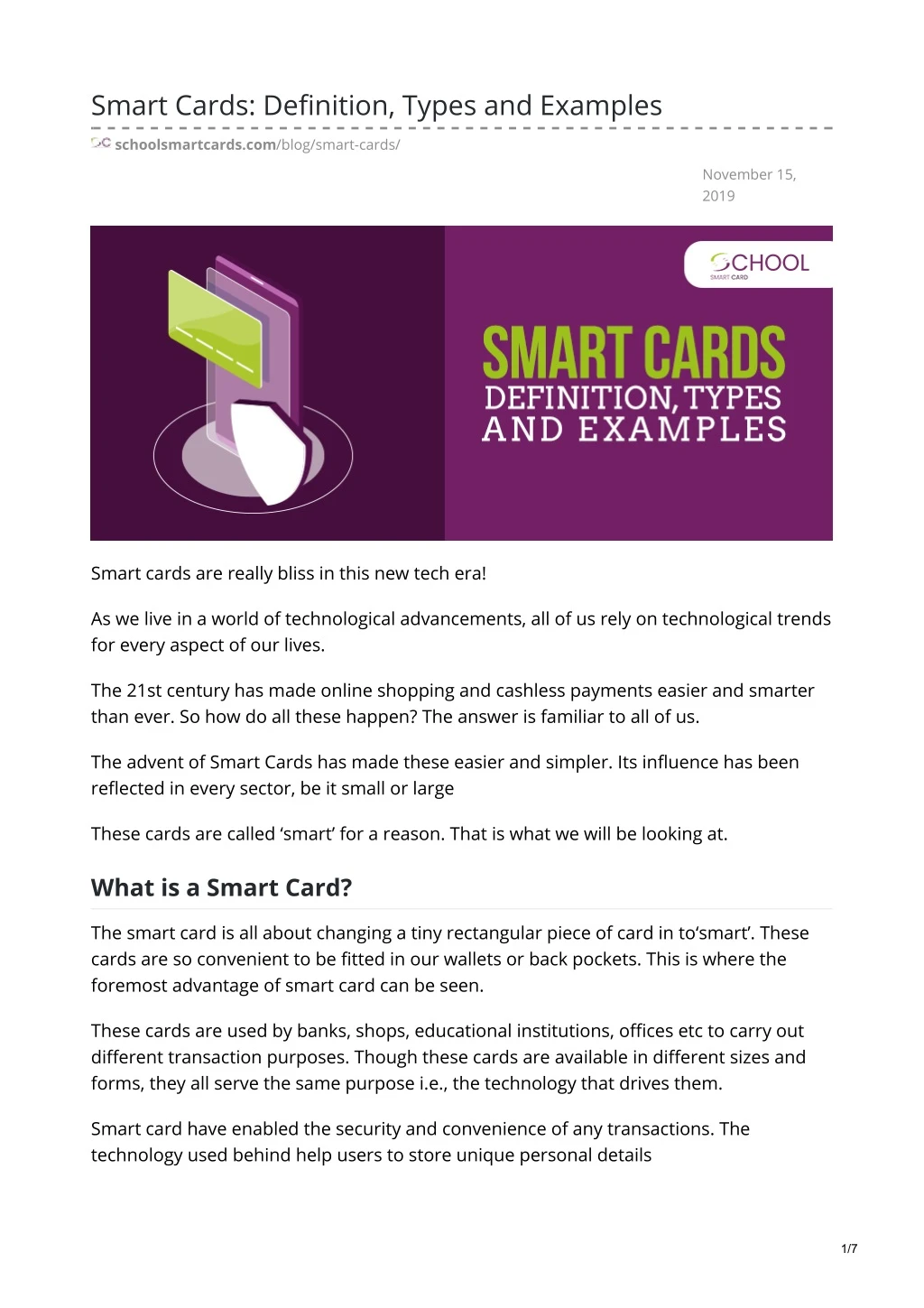 smart cards definition types and examples