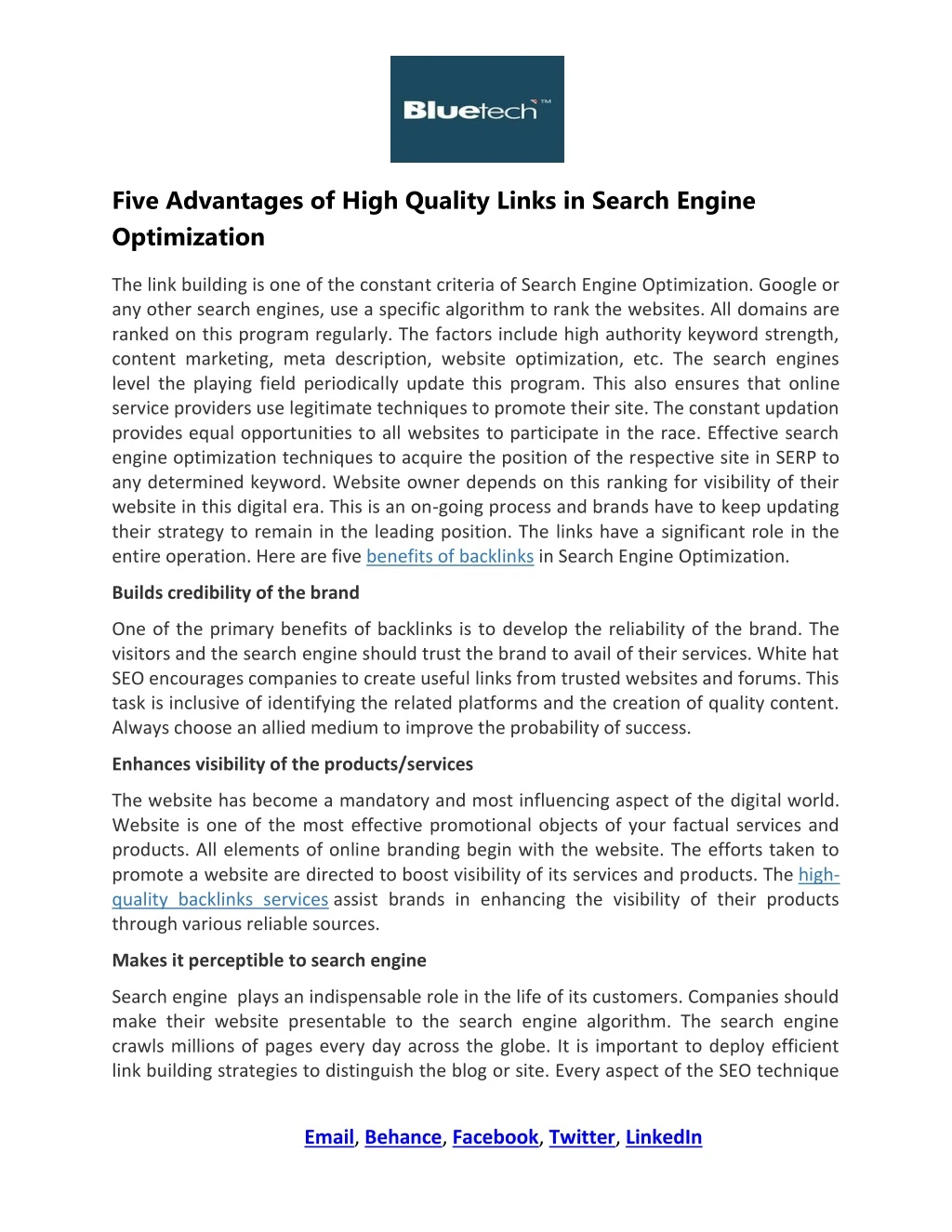 five advantages of high quality links in search