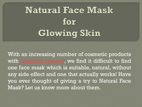 Natural Face Mask for Glowing Skin