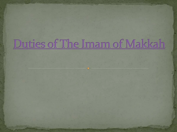 duties of the imam of makkah