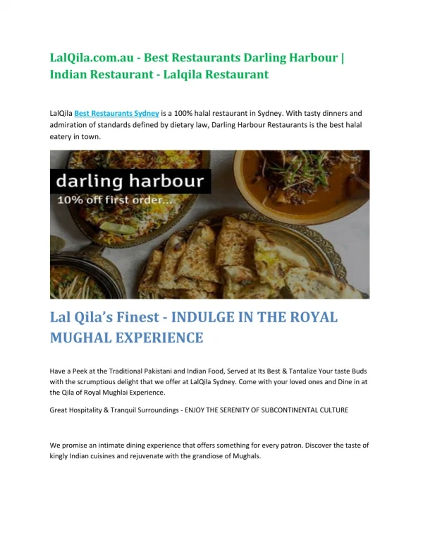 LalQila.com.au - Best Restaurants Darling Harbour | Indian Restaurant - Lalqila Restaurant