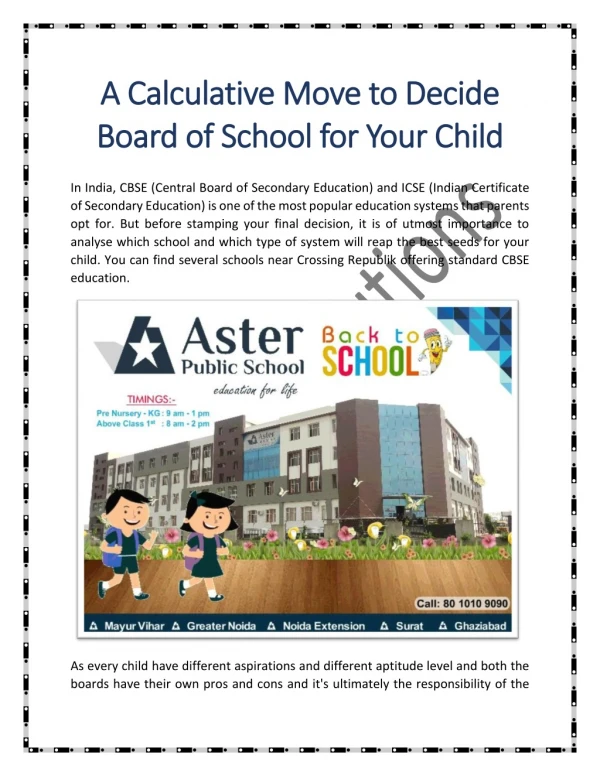 Best CBSE Affiliated School in Noida for Your Child