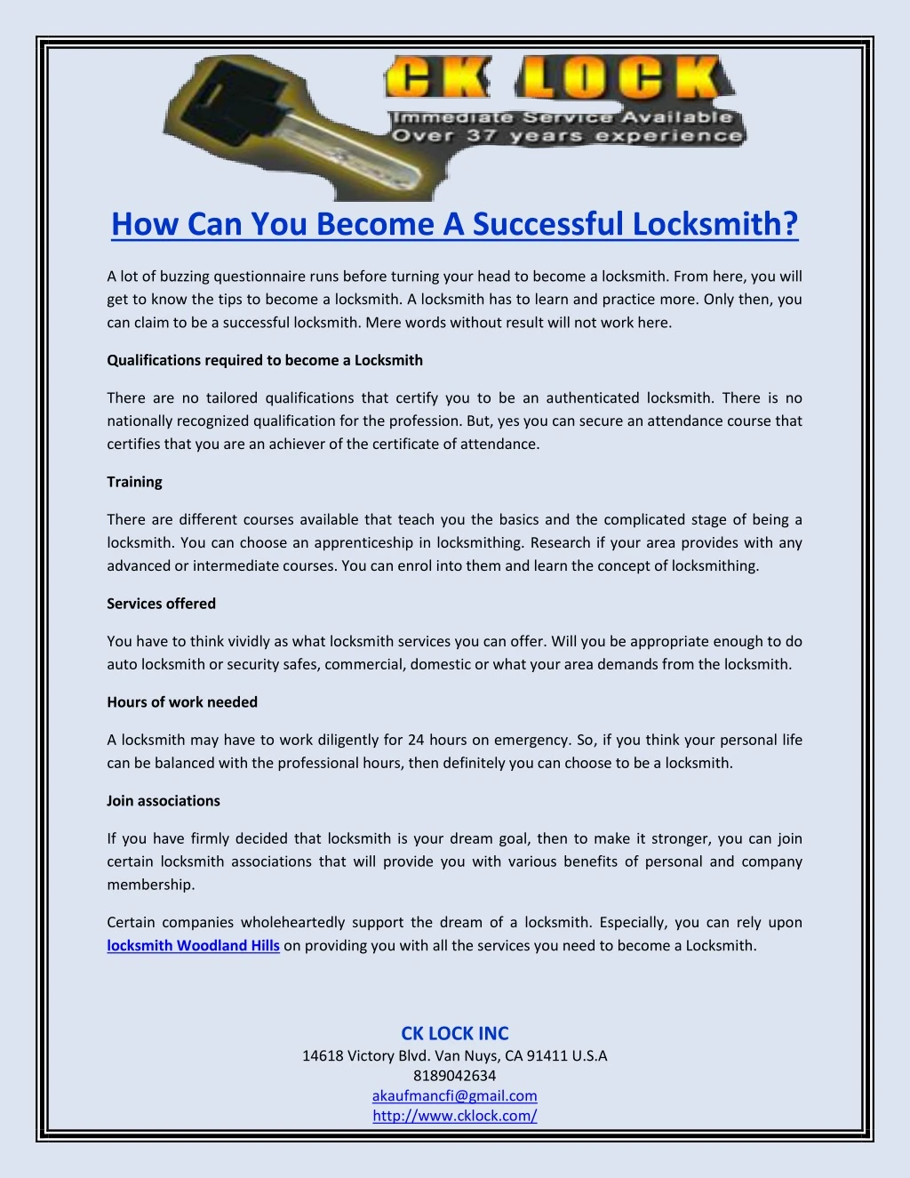 how can you become a successful locksmith