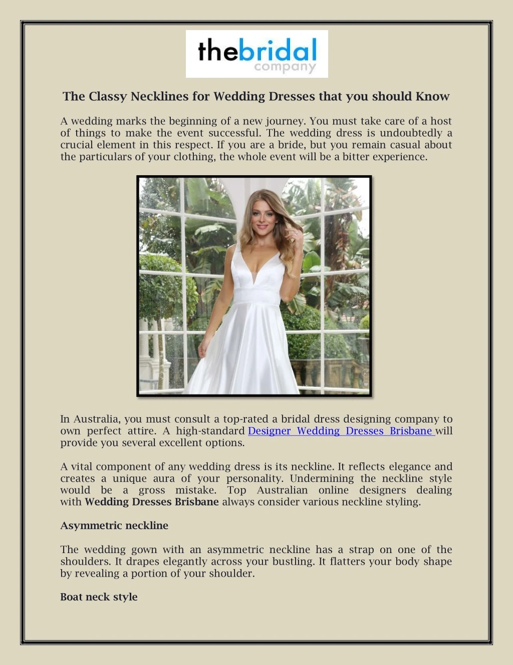 the classy necklines for wedding dresses that