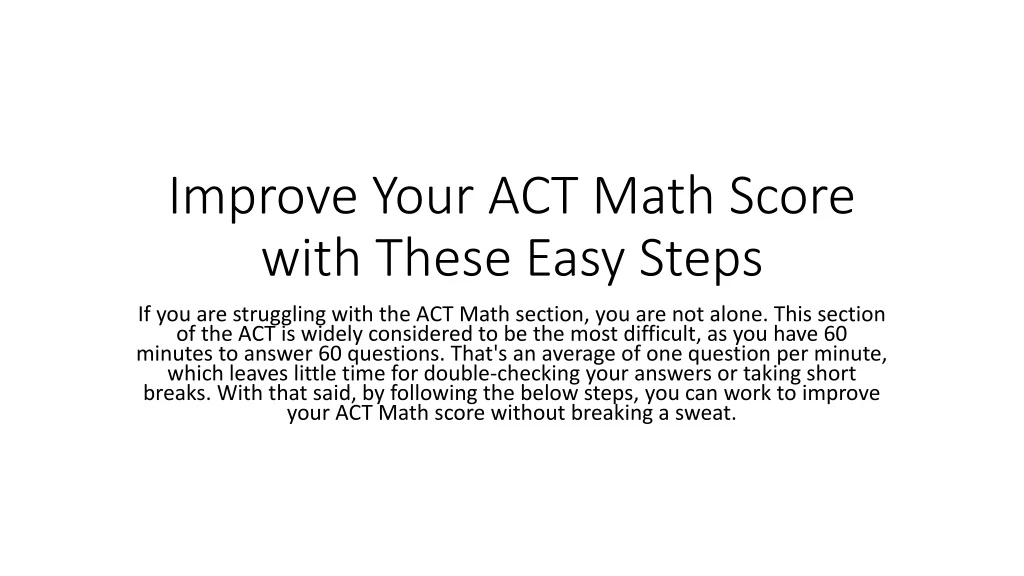 improve your act math score with these easy steps