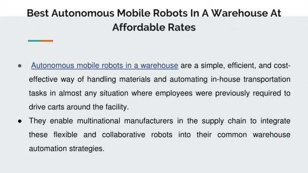 Best Autonomous Mobile Robots In A Warehouse and Warehouse execution software At Affordable Rates