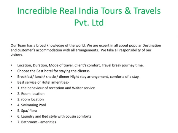 Incredible Real India Tours & Travels Pvt. Ltd.