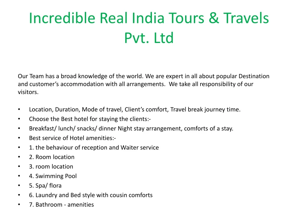 incredible real india tours travels pvt ltd