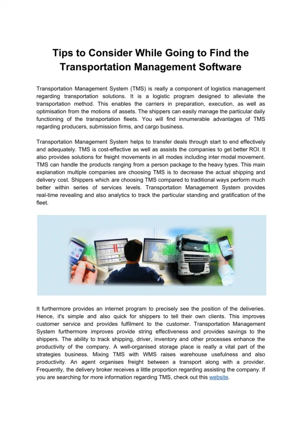 Tips to Consider While Going to Find the Transportation Management Software