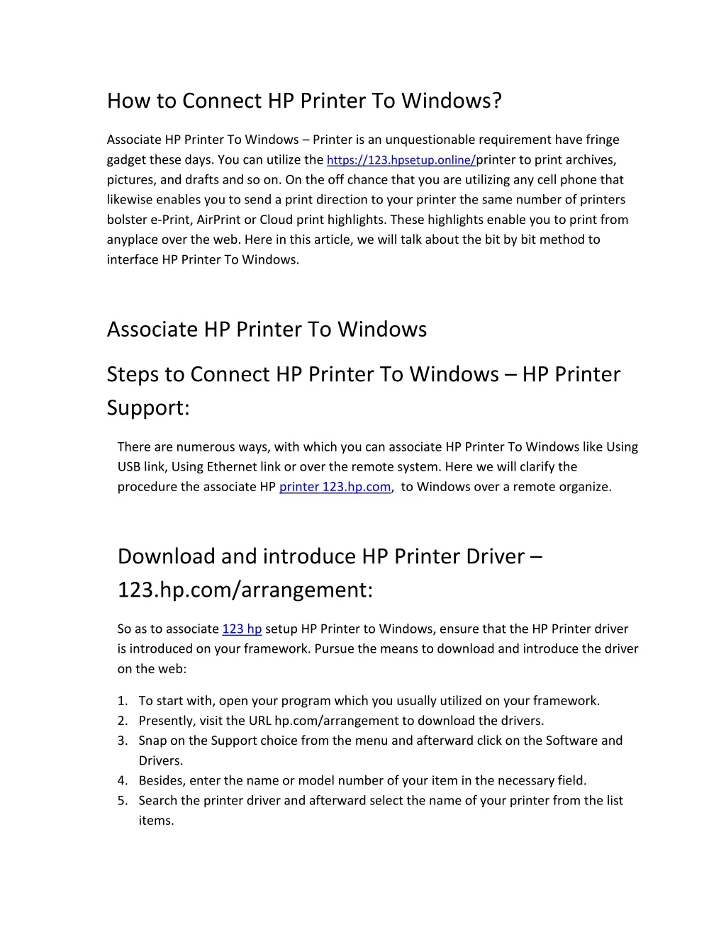 how to connect hp printer to windows