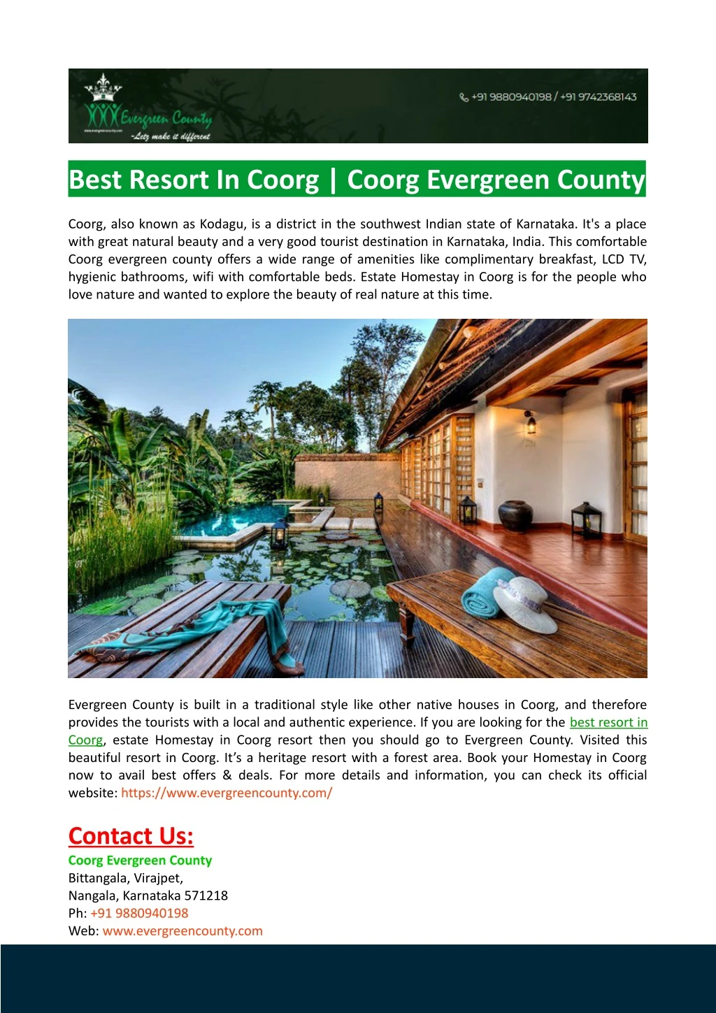 best resort in coorg coorg evergreen county