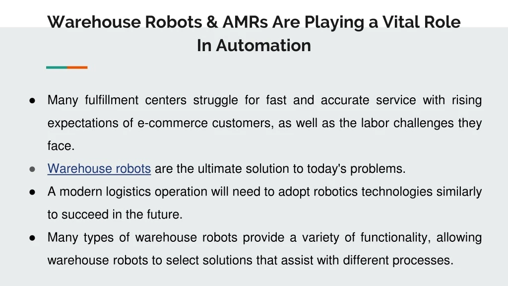 warehouse robots amrs are playing a vital role in automation