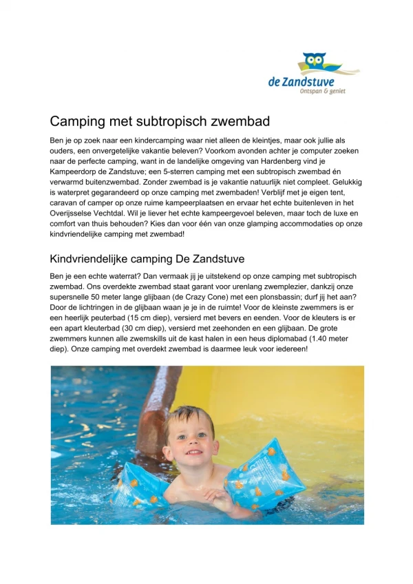 Kampeerdorp de Zandstuve - Camping met subtropisch zwembad