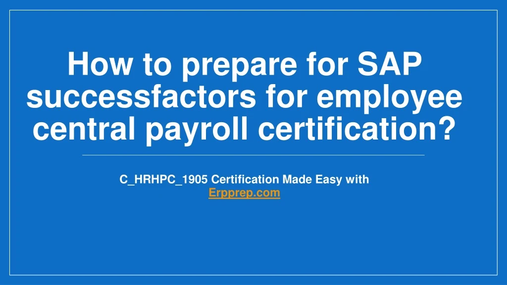 how to prepare for sap successfactors