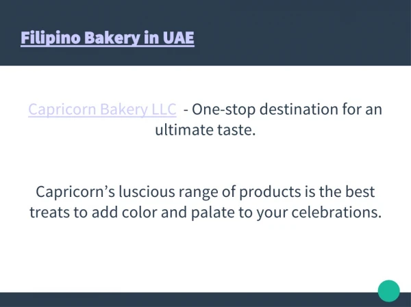 Capricorn Bakery LLC |Filipino sweets in UAE