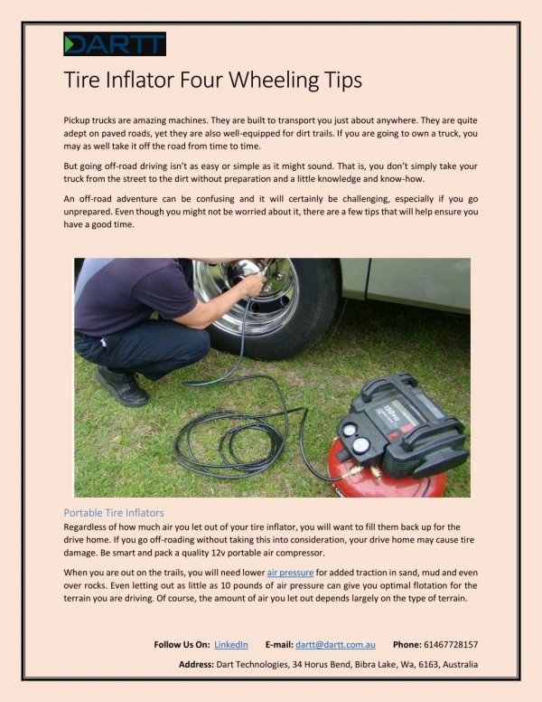 Tire Inflator Four Wheeling Tips