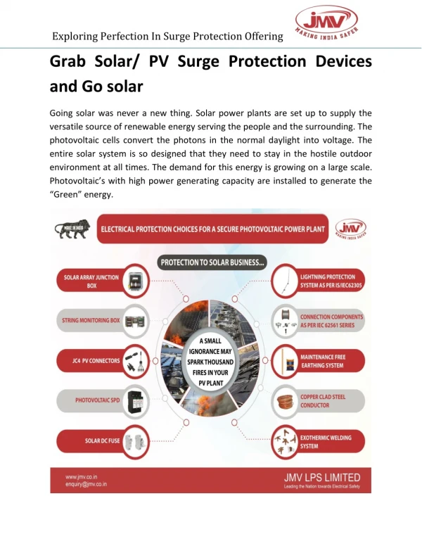 Grab Solar/ PV Surge Protection Devices and Go solar