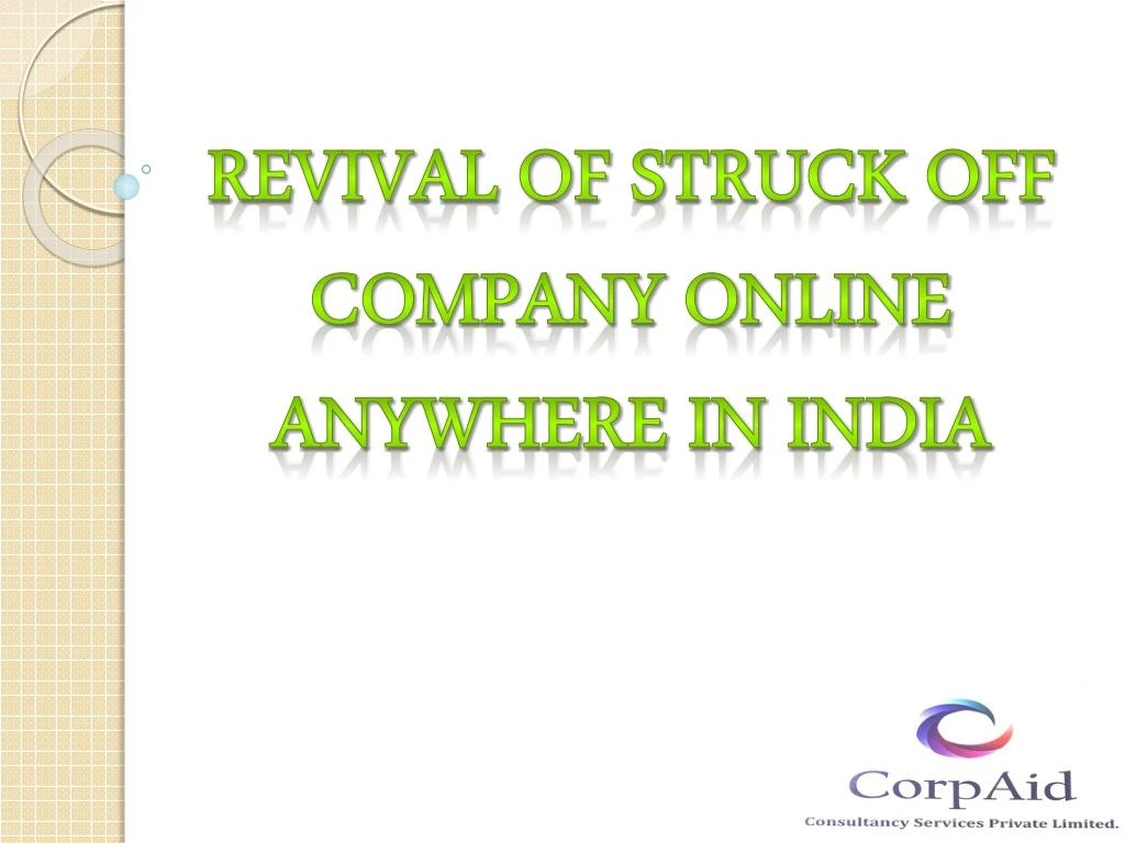 revival of struck off company online anywhere in india