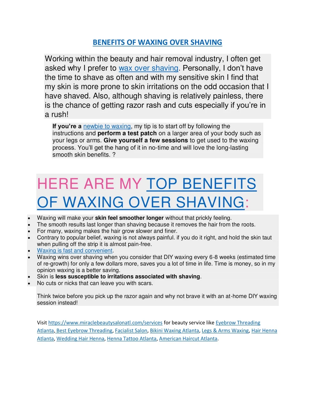 benefits of waxing over shaving