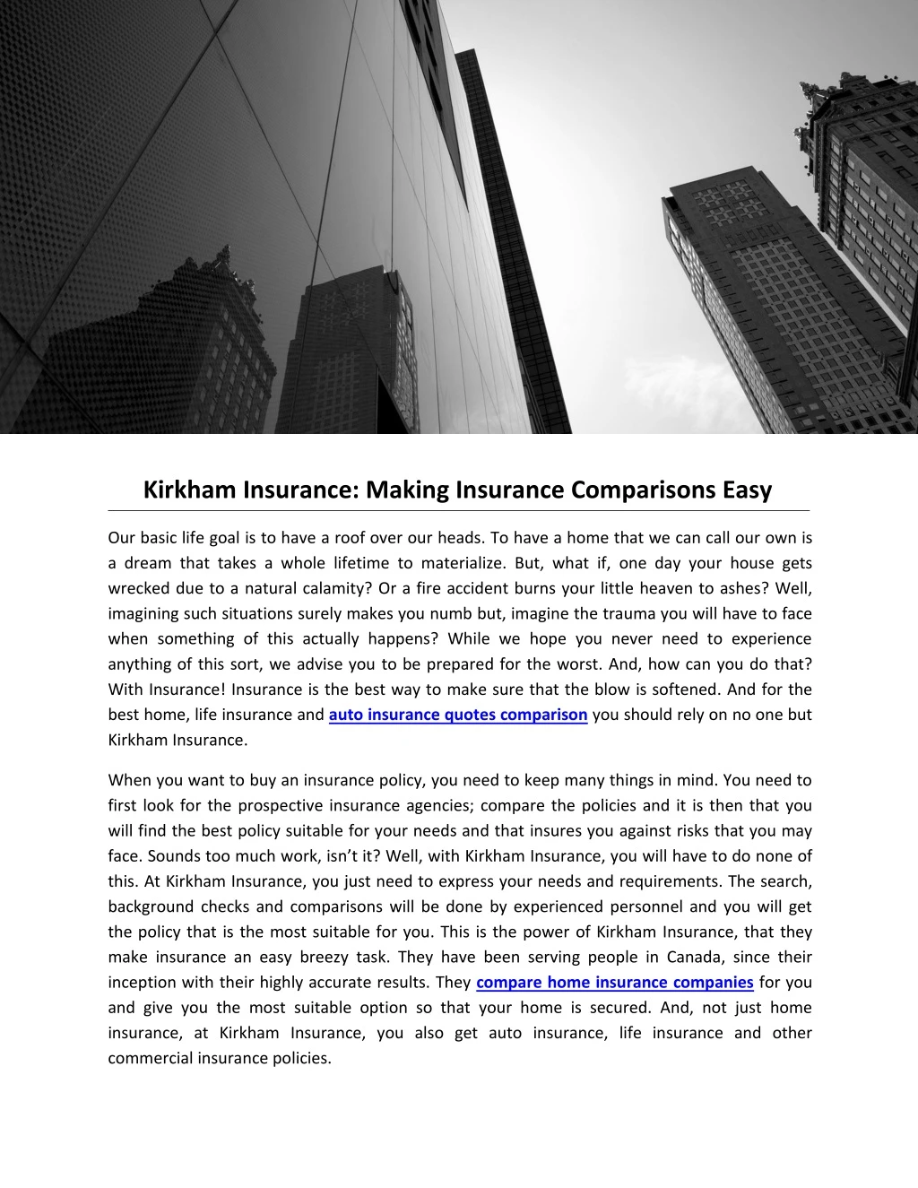 kirkham insurance making insurance comparisons