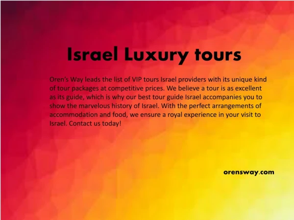 Israel Luxury tours