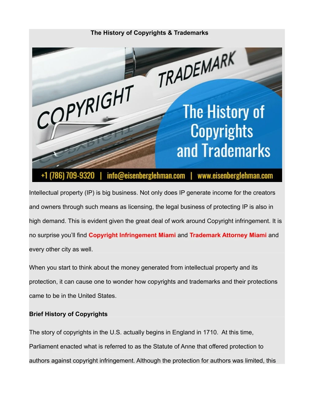 the history of copyrights trademarks