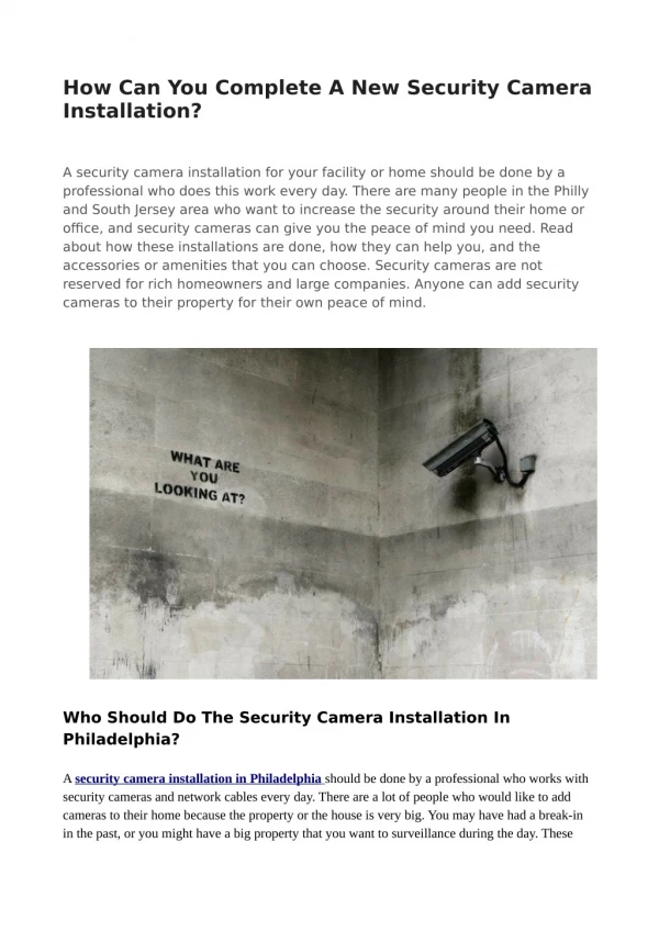 How Can You Complete A New Security Camera Installation?