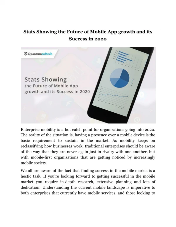 Stats Showing the Future of Mobile App growth and its Success in 2020